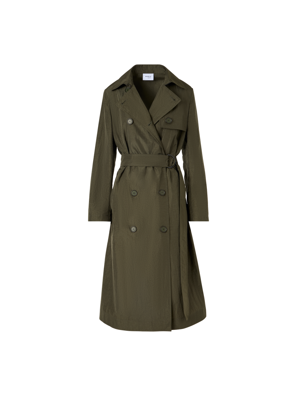 Designer Langärmeliger Trenchcoat aus Crinkled-Parachute-Taft - Grün