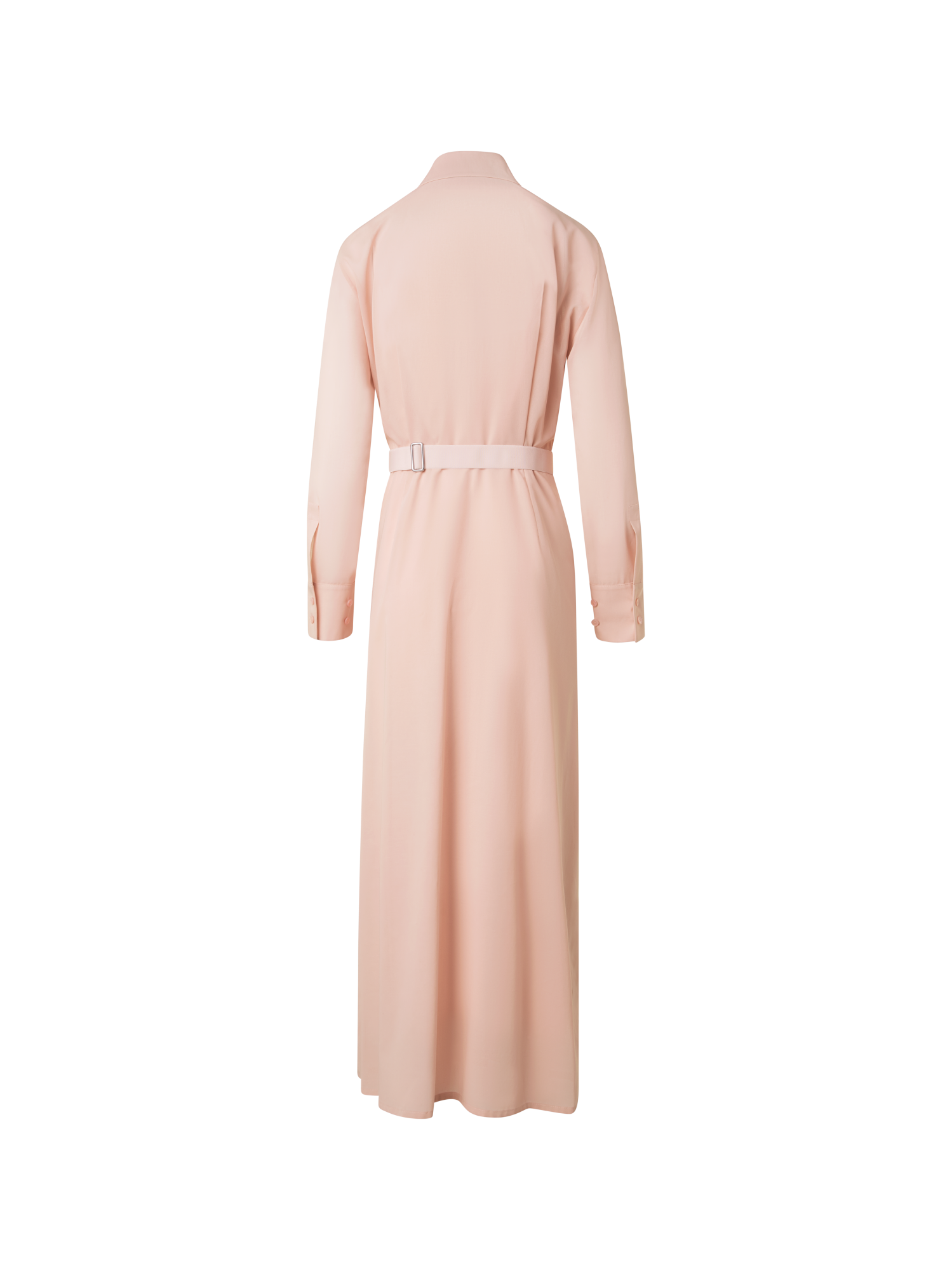 Designer Langärmeliges Baumwoll-Blusenkleid mit Gürtel - Beige