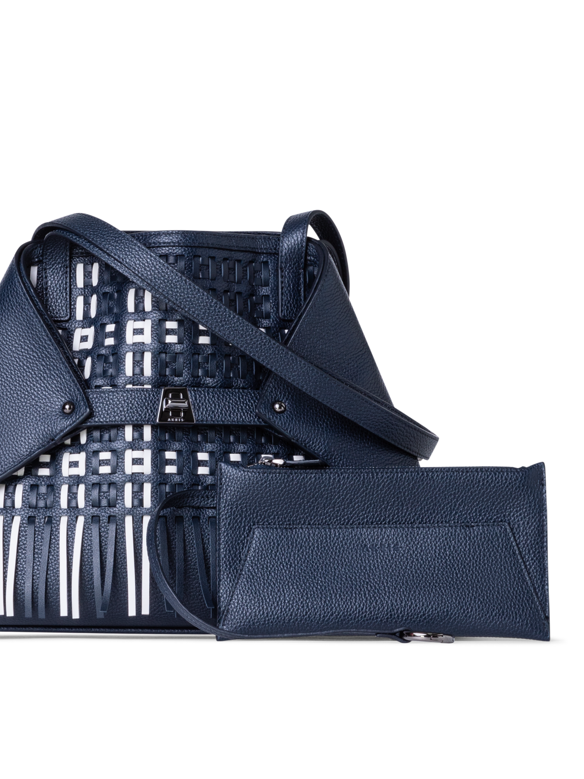 Designer Ai Small Shoulder Tote - Blau - Bunt - Weiss