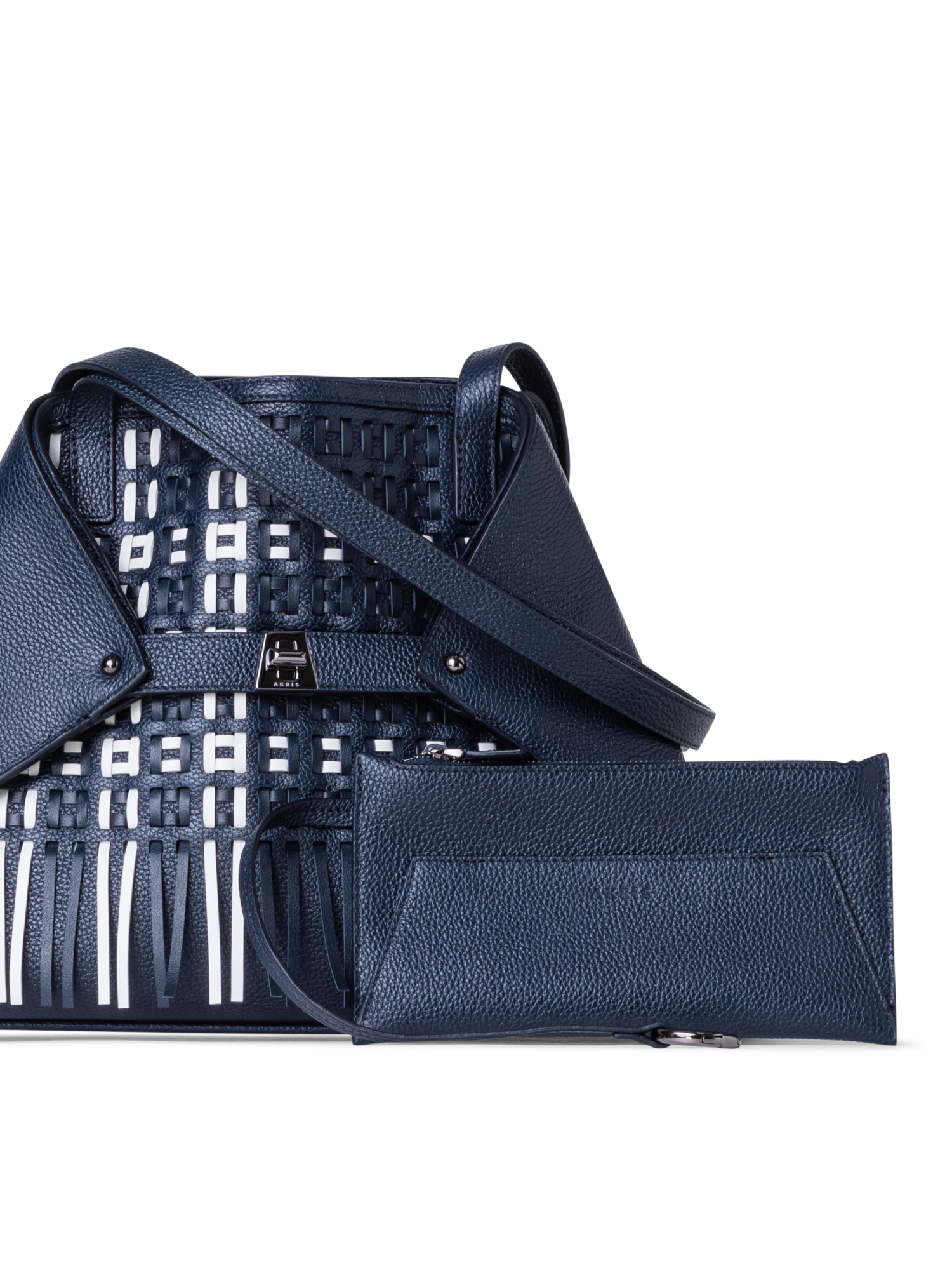 Designer Ai Small Shoulder Tote - Blau - Bunt - Weiss