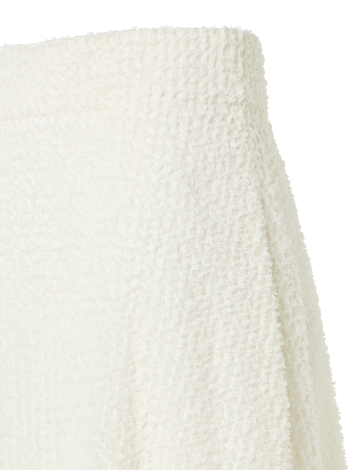 Designer Ausgestellter Midirock aus Fransen-Gitter - Ecru