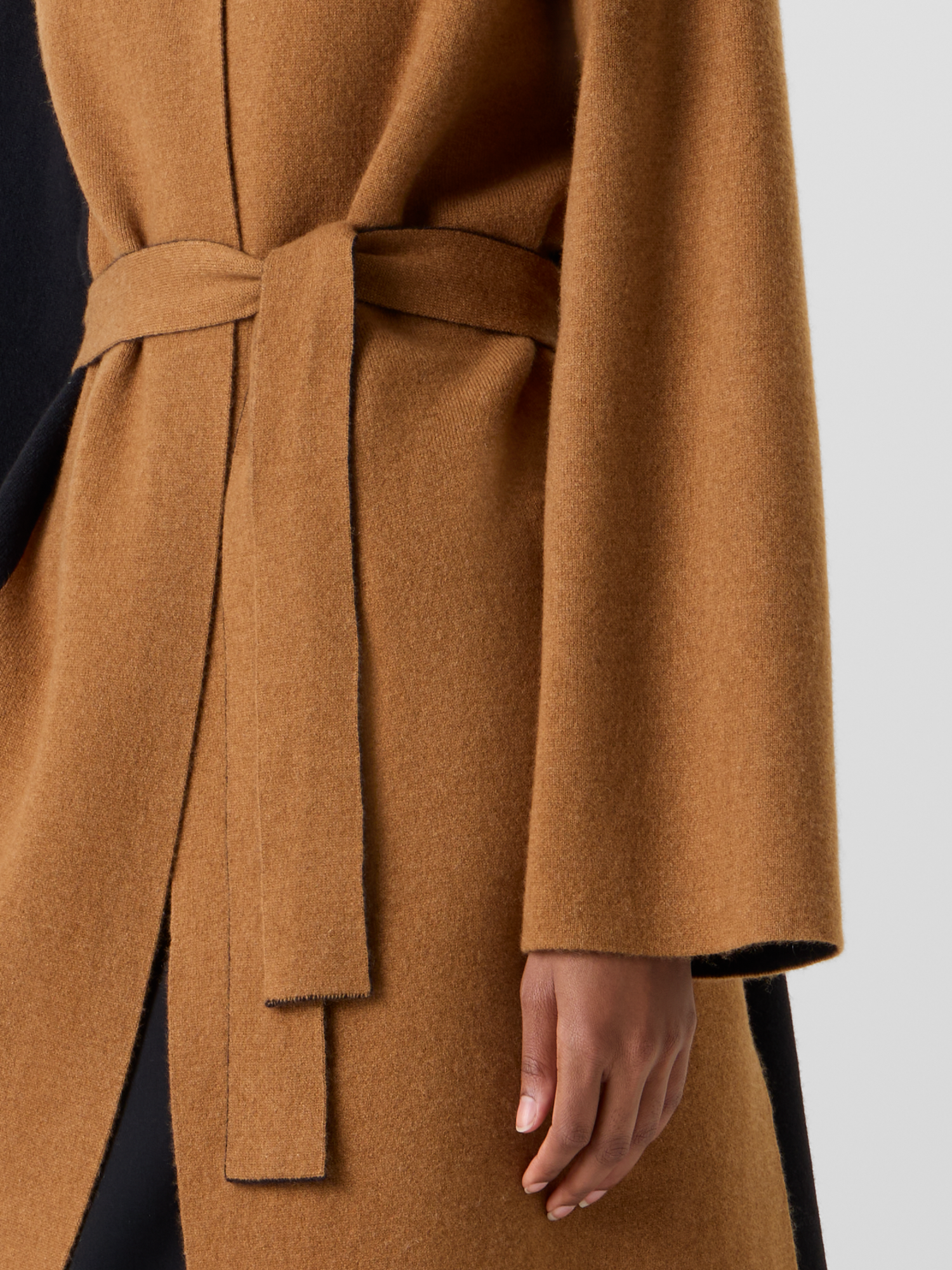 Designer Strickmantel aus Kaschmir-Double-Face im Colour-Block - Braun - Bunt - Schwarz 
