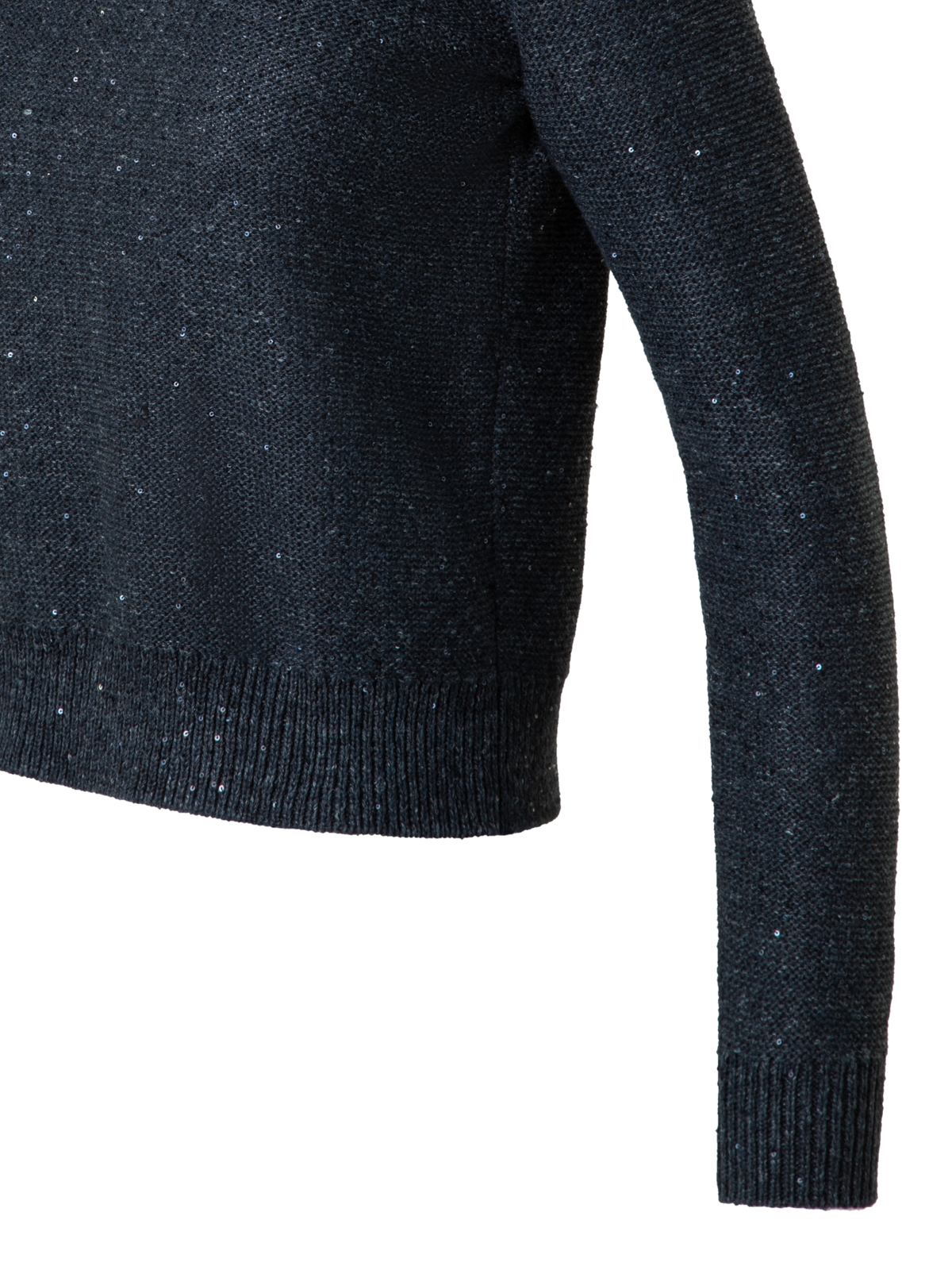 Designer Leinen-Baumwoll-Pullover mit Mikro-Pailletten - Grau