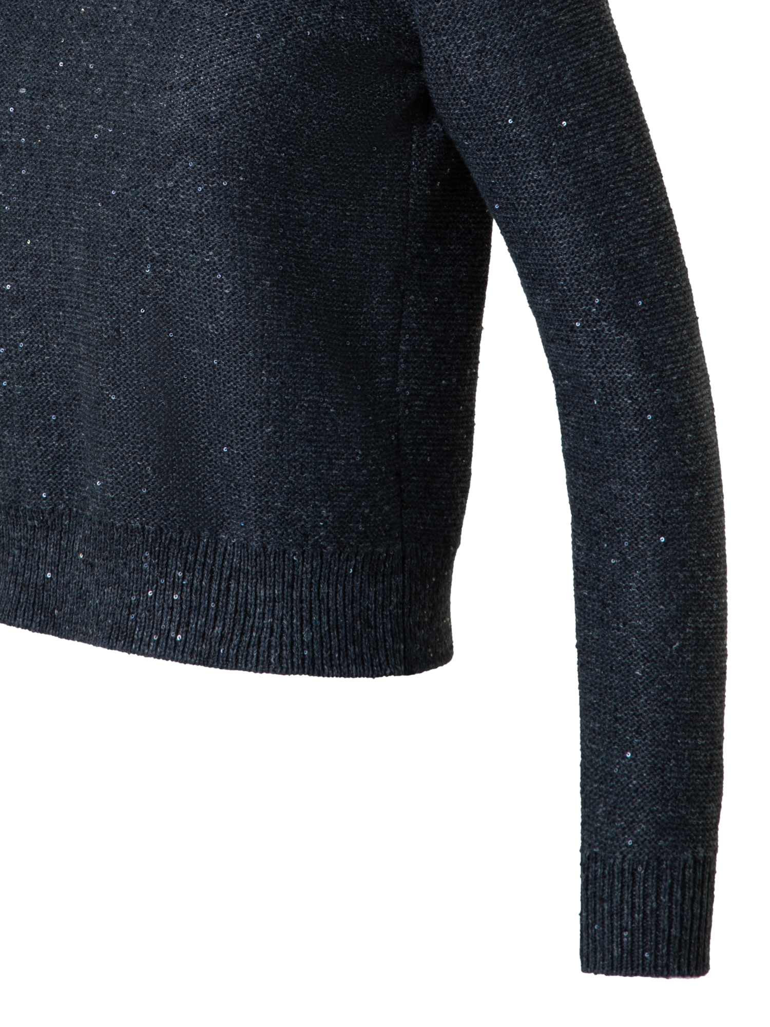 Designer Leinen-Baumwoll-Pullover mit Mikro-Pailletten - Grau