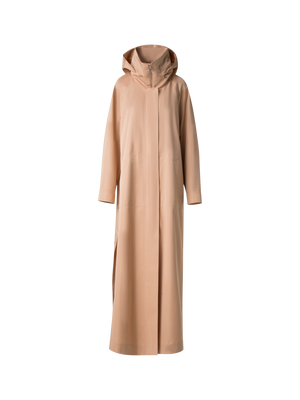 Designer Maximantel aus wasserabweisender Seidenpopeline - Beige