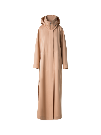 Designer Maximantel aus wasserabweisender Seidenpopeline - Beige