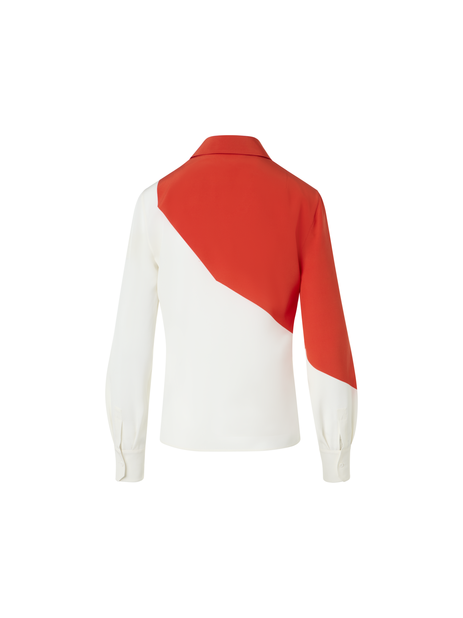 Designer Seiden-Crêpe-Bluse mit Polygon-Druck - Bunt