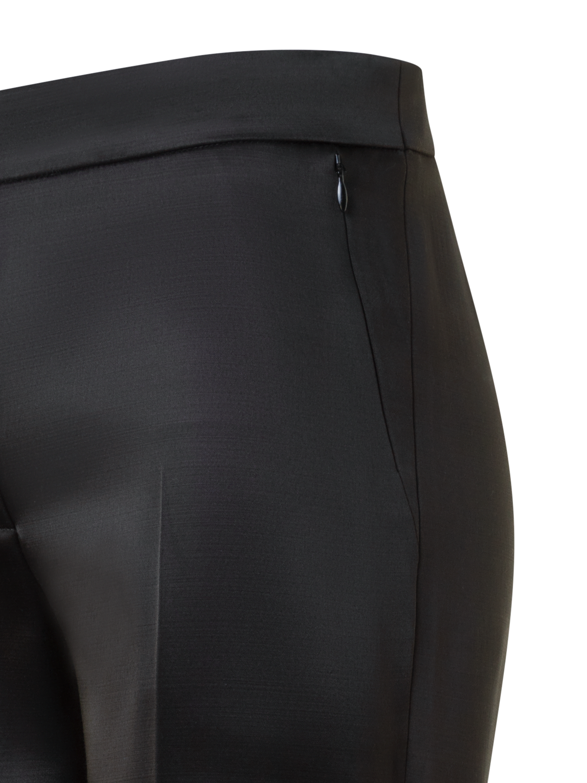 Designer Gerade Woll-Satin Hose - Schwarz
