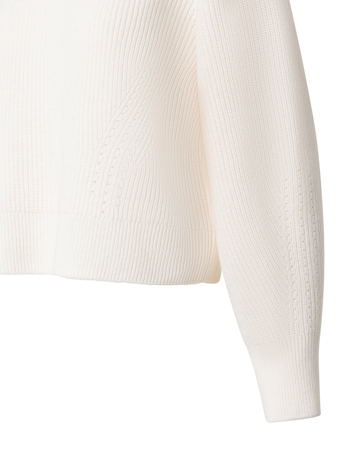 Designer Kurzer Strickpullover aus Wolle und Kaschmir - Ecru - Weiss