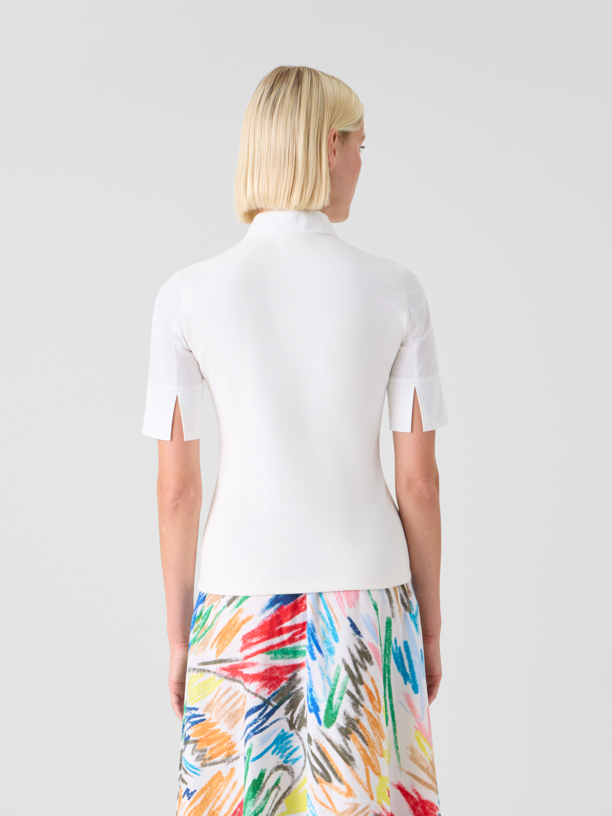 Designer Polo aus Baumwolljersey mit Popeline-Details - Weiss #editorial