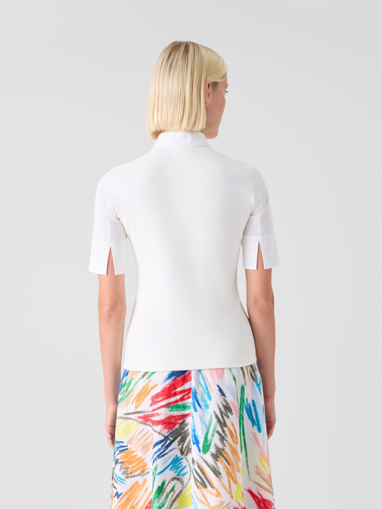 Designer Polo aus Baumwolljersey mit Popeline-Details - Weiss 