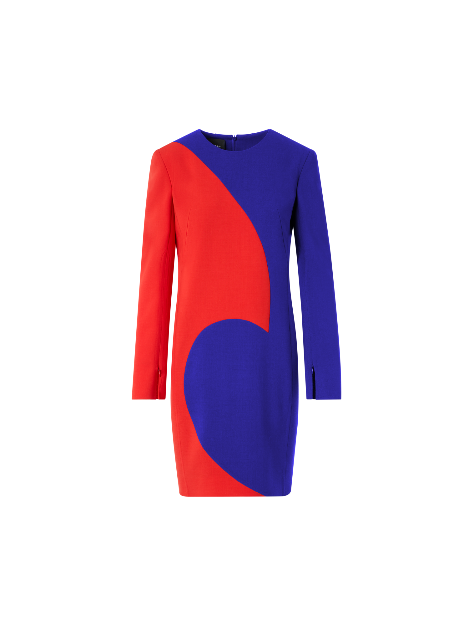 Designer Etuikleid mit Vortex-Patchwork - Bunt