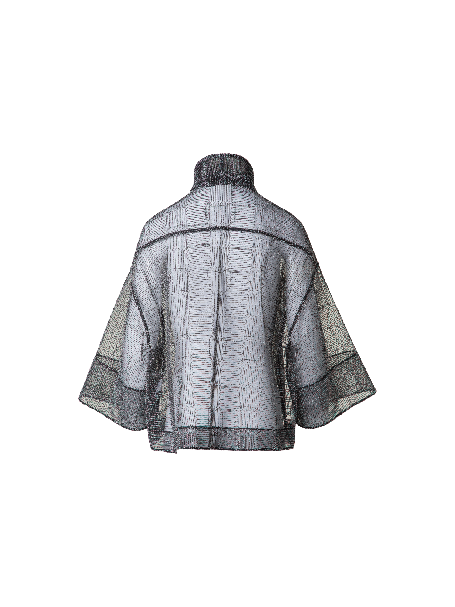 Designer Boxy Jacke mit quadratischer Tüll-Stickerei - Schwarz