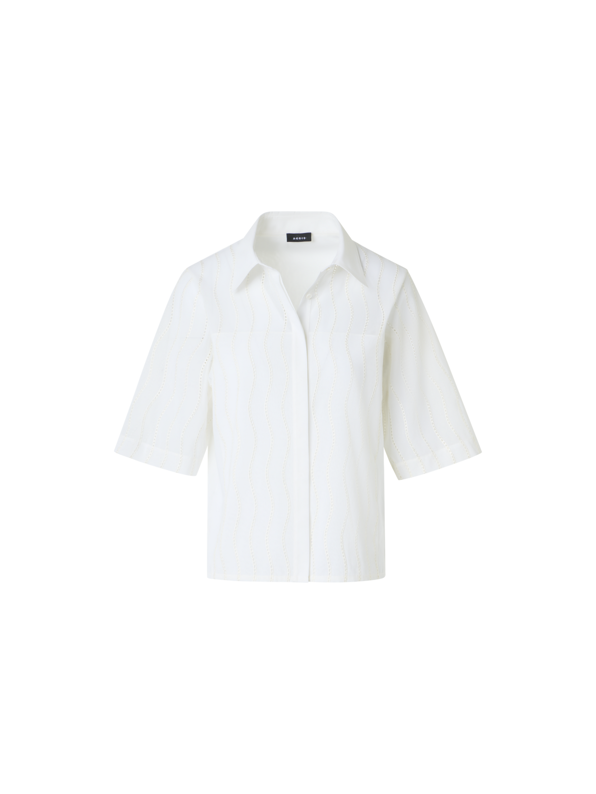 Designer Bestickte kastige Baumwollbluse - Ecru