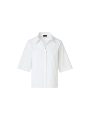 Designer Bestickte kastige Baumwollbluse - Ecru