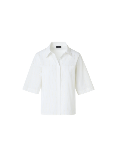 Designer Bestickte kastige Baumwollbluse - Ecru