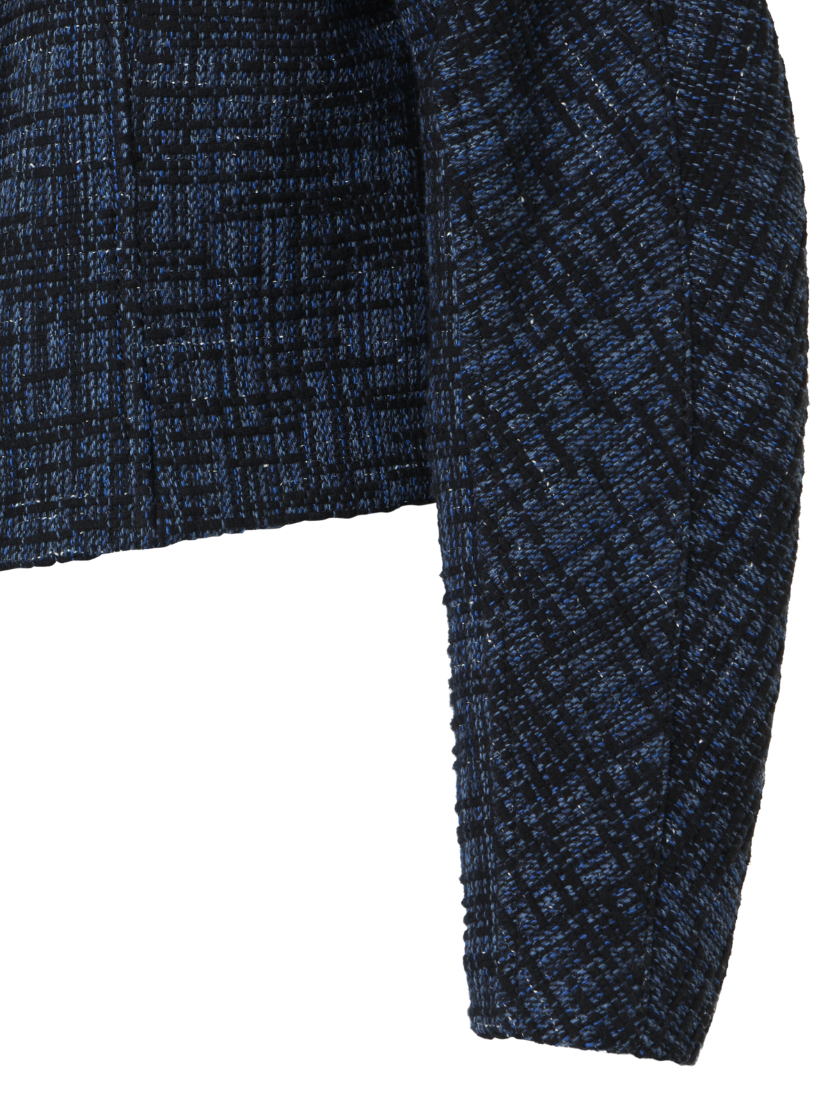 Designer Taillierte Jacke aus rohem Denim-Tweed - Dunkelblau