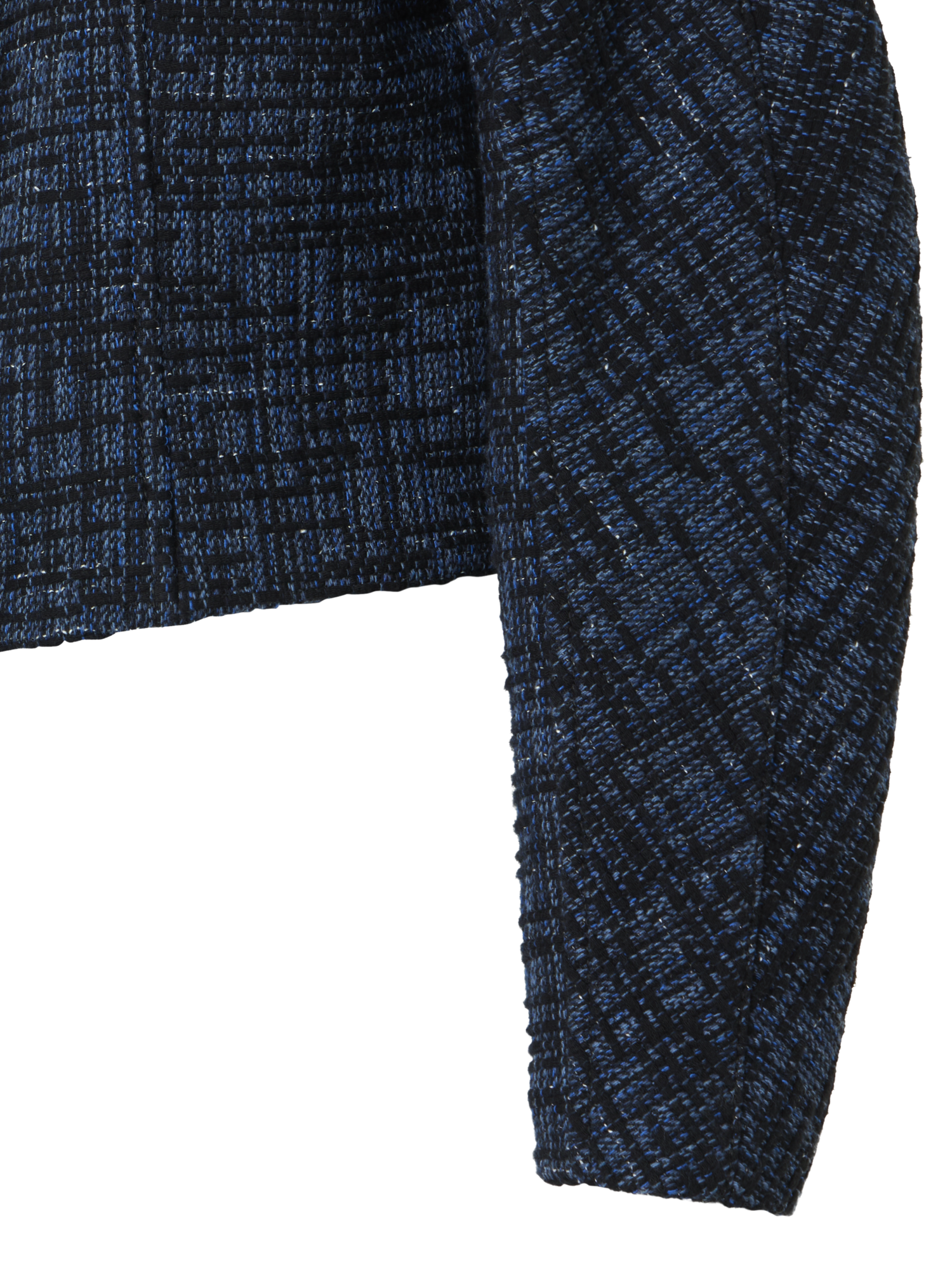 Designer Taillierte Jacke aus rohem Denim-Tweed - Dunkelblau