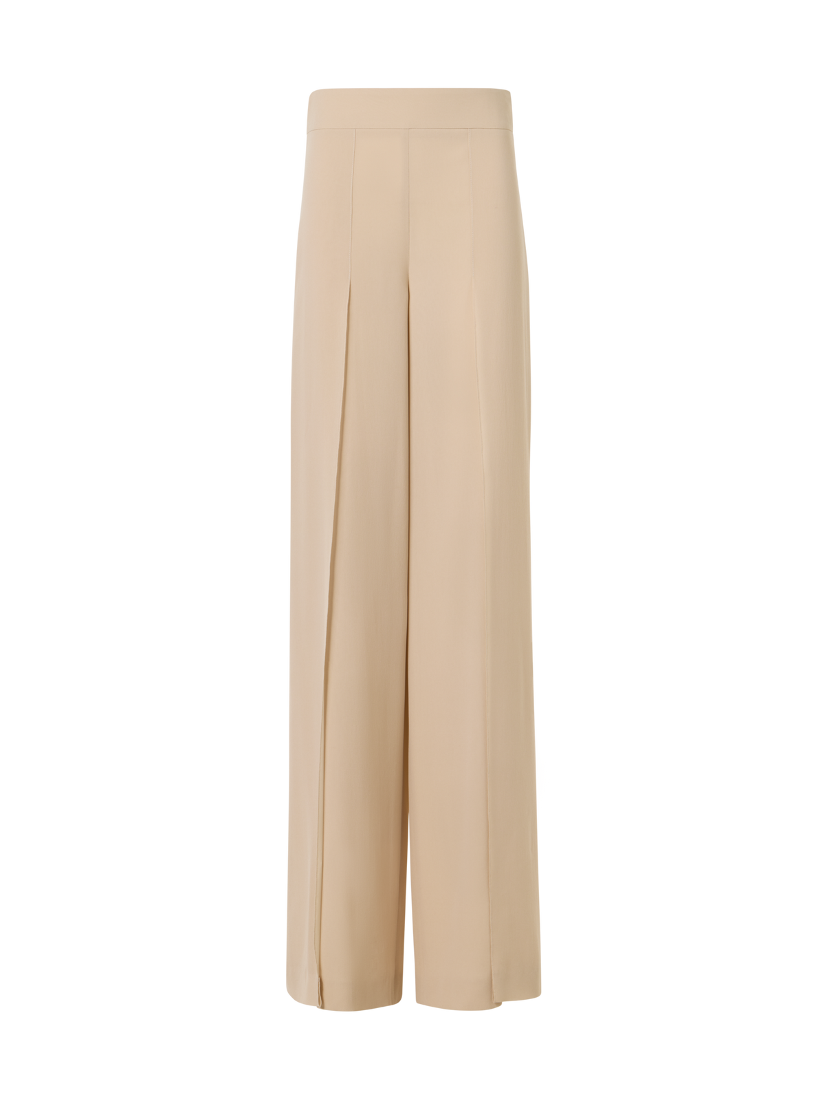 Designer Fellia Weit Ausgestellt Hose aus Seidengeorgette - Beige
