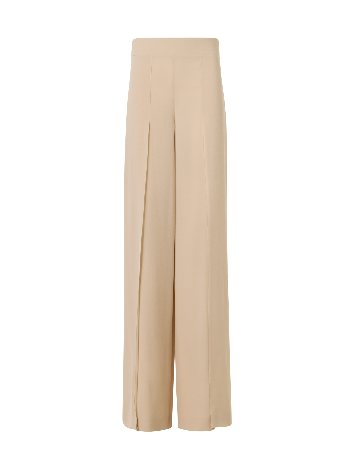 Designer Fellia Weit Ausgestellt Hose aus Seidengeorgette - Beige