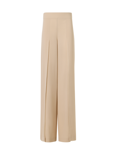 Designer Fellia Weit Ausgestellt Hose aus Seidengeorgette - Beige