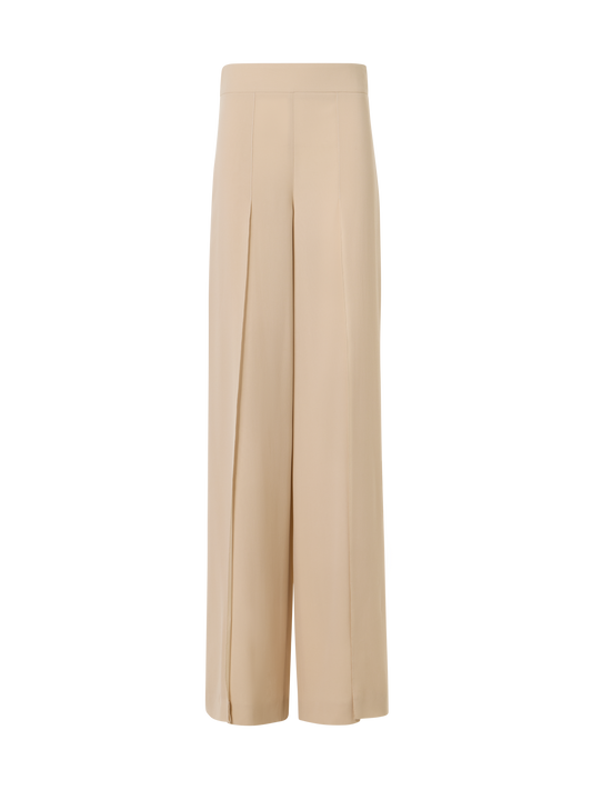 Designer Fellia Weit Ausgestellt Hose aus Seidengeorgette - Beige