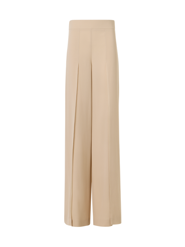 Designer Fellia Weit Ausgestellt Hose aus Seidengeorgette - Beige