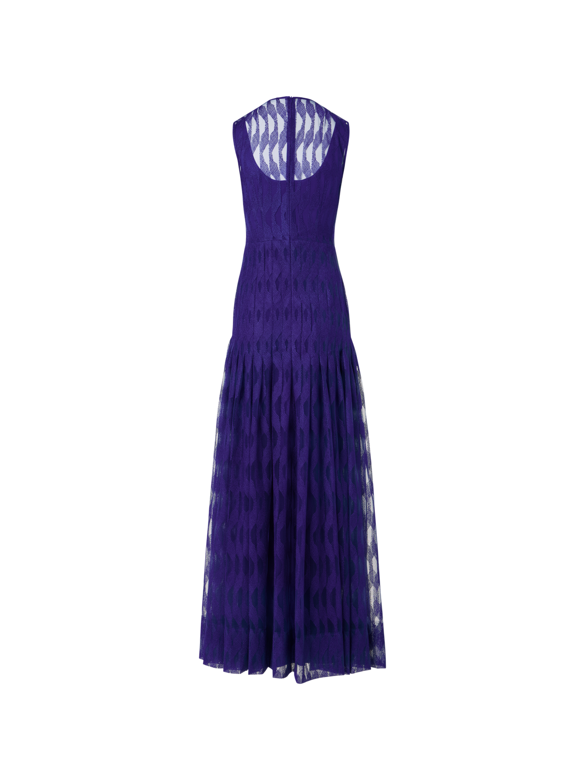 Designer Ärmelloses Abendkleid mit High Plains Stickerei auf Tüll - Violett