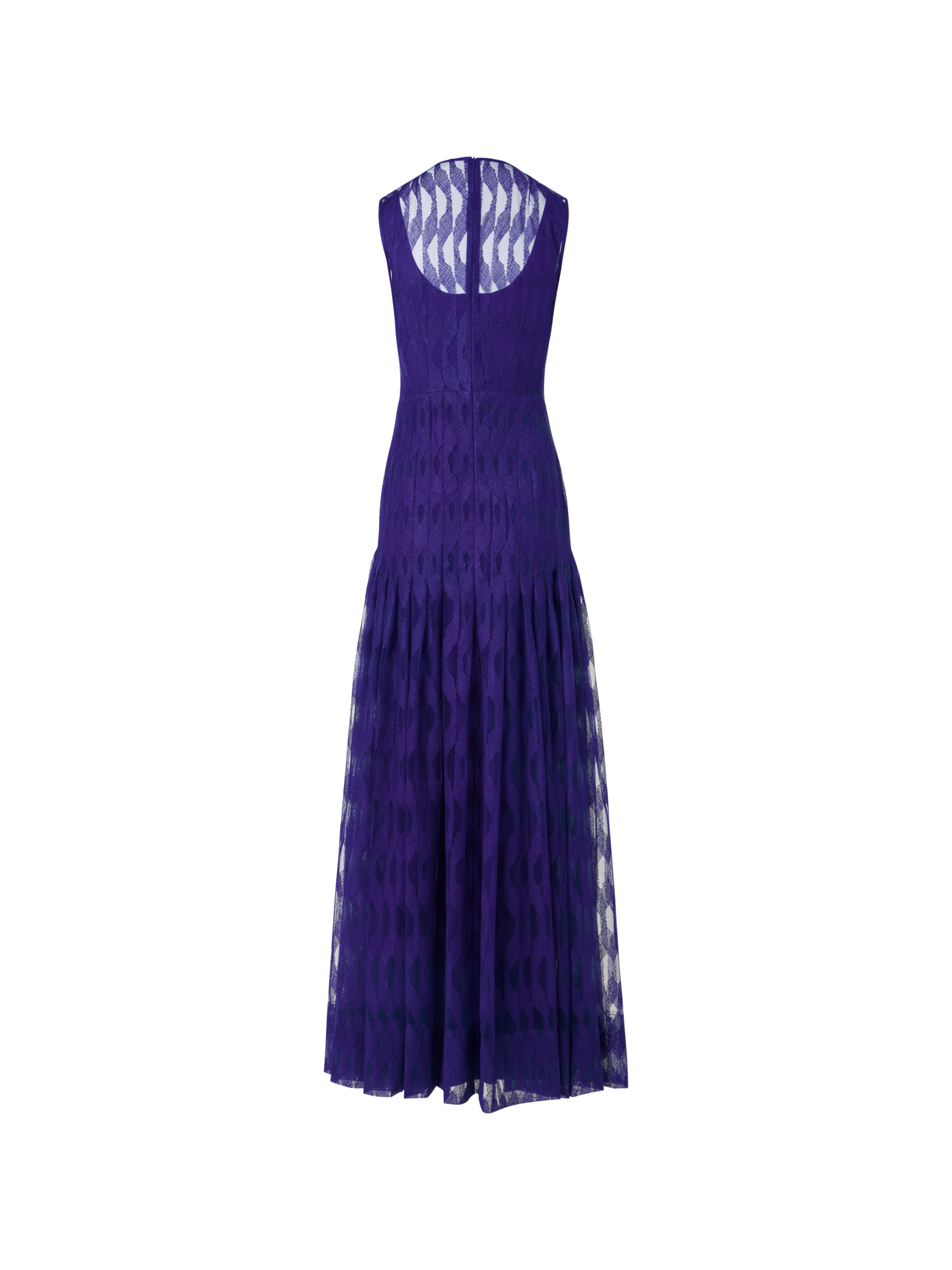 Designer Ärmelloses Abendkleid mit High Plains Stickerei auf Tüll - Violett