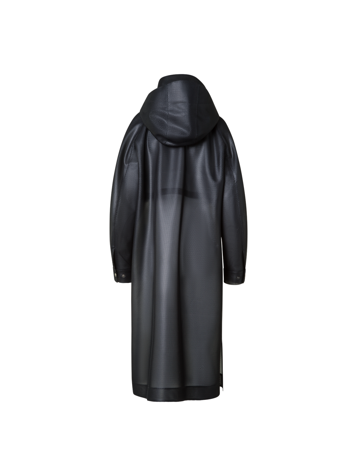 Designer Langer wasserabweisender Mantel mit Kapuze - Schwarz