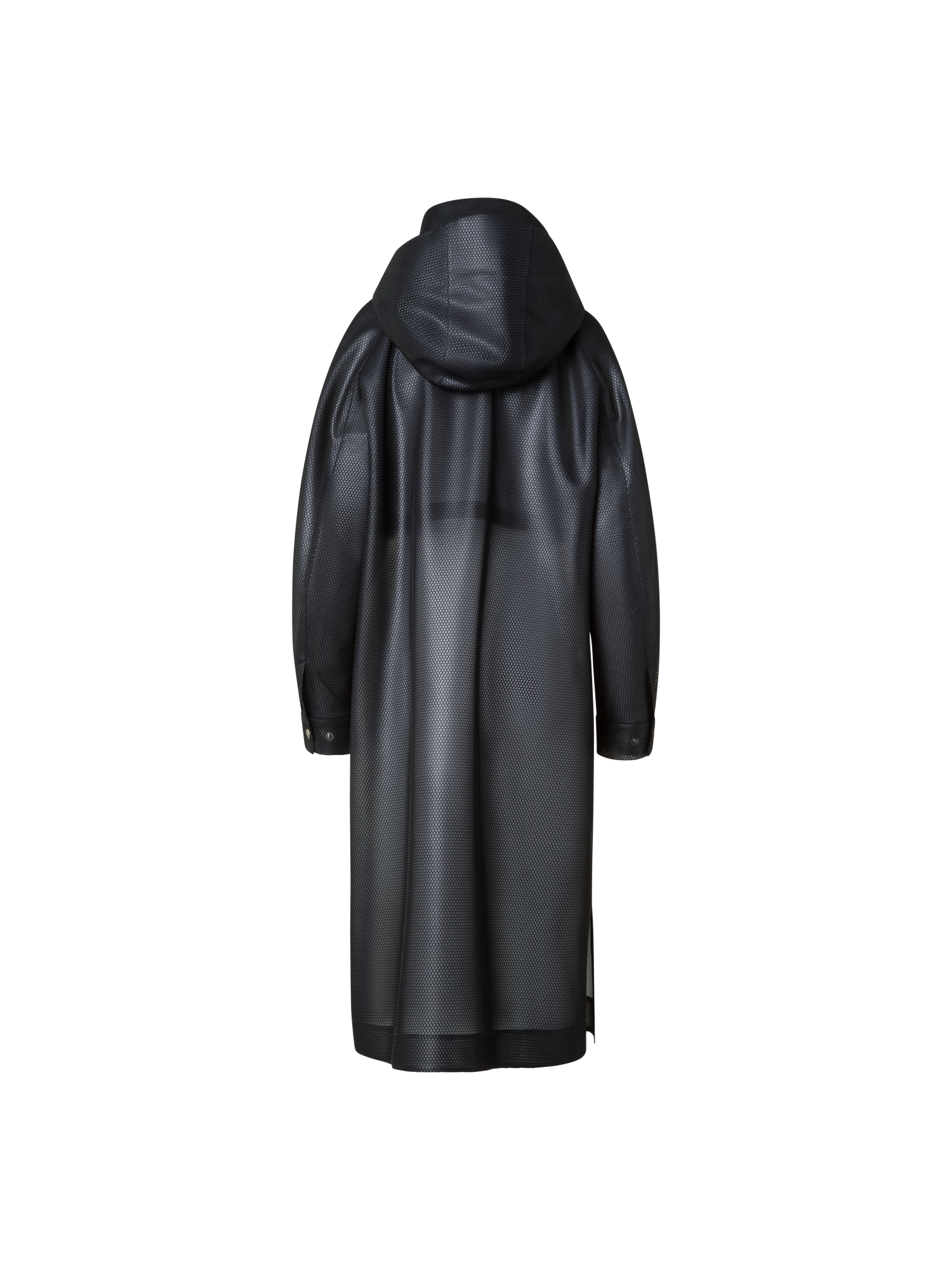 Designer Langer wasserabweisender Mantel mit Kapuze - Schwarz