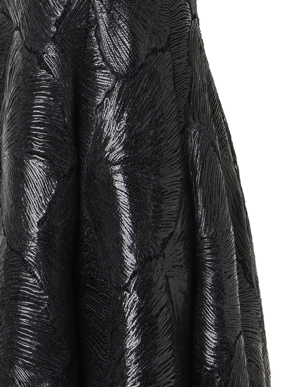 Designer Lackiertes Fit-and-Flare-Midikleid aus Fächerspitze - Schwarz