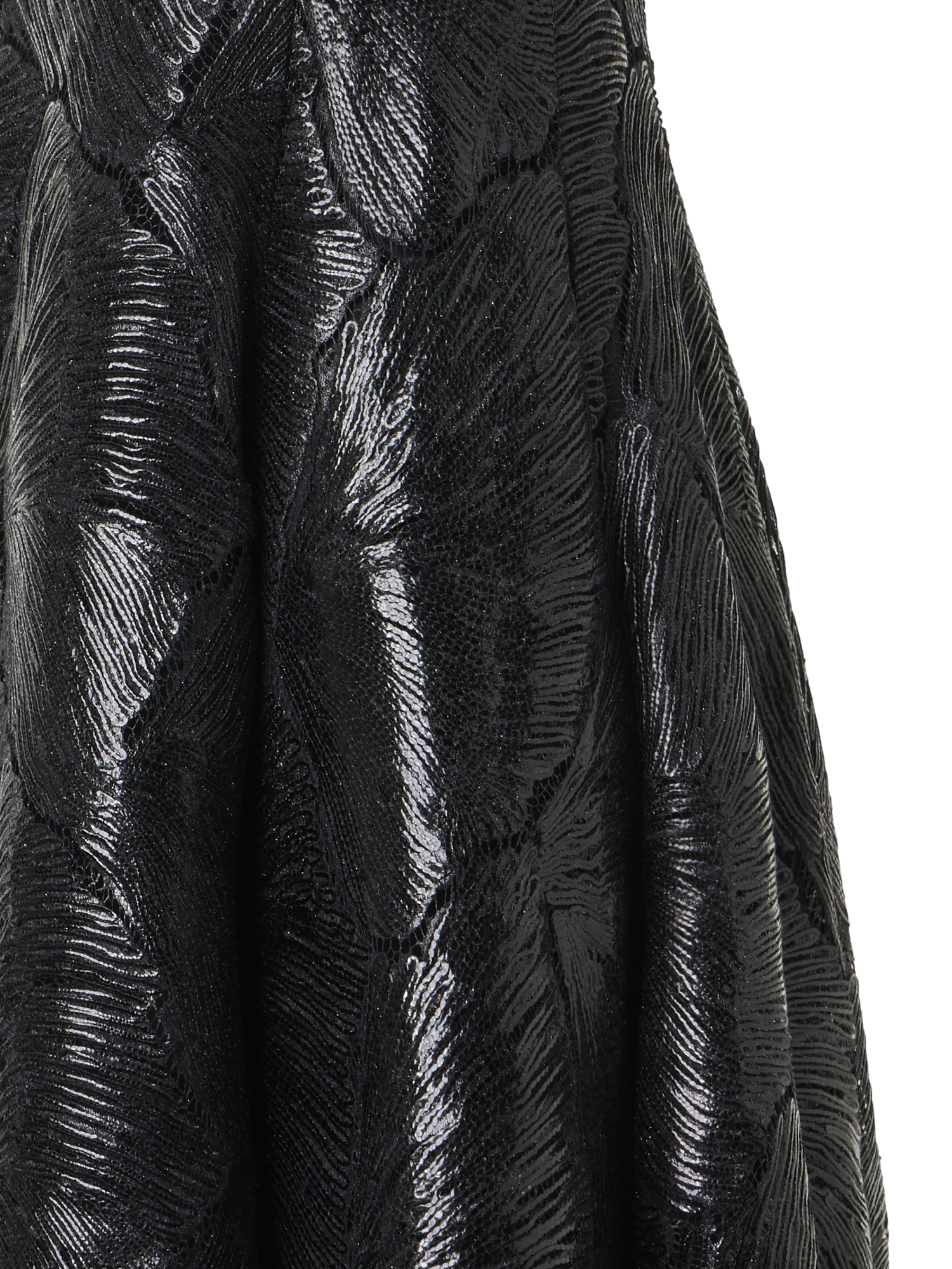 Designer Lackiertes Fit-and-Flare-Midikleid aus Fächerspitze - Schwarz