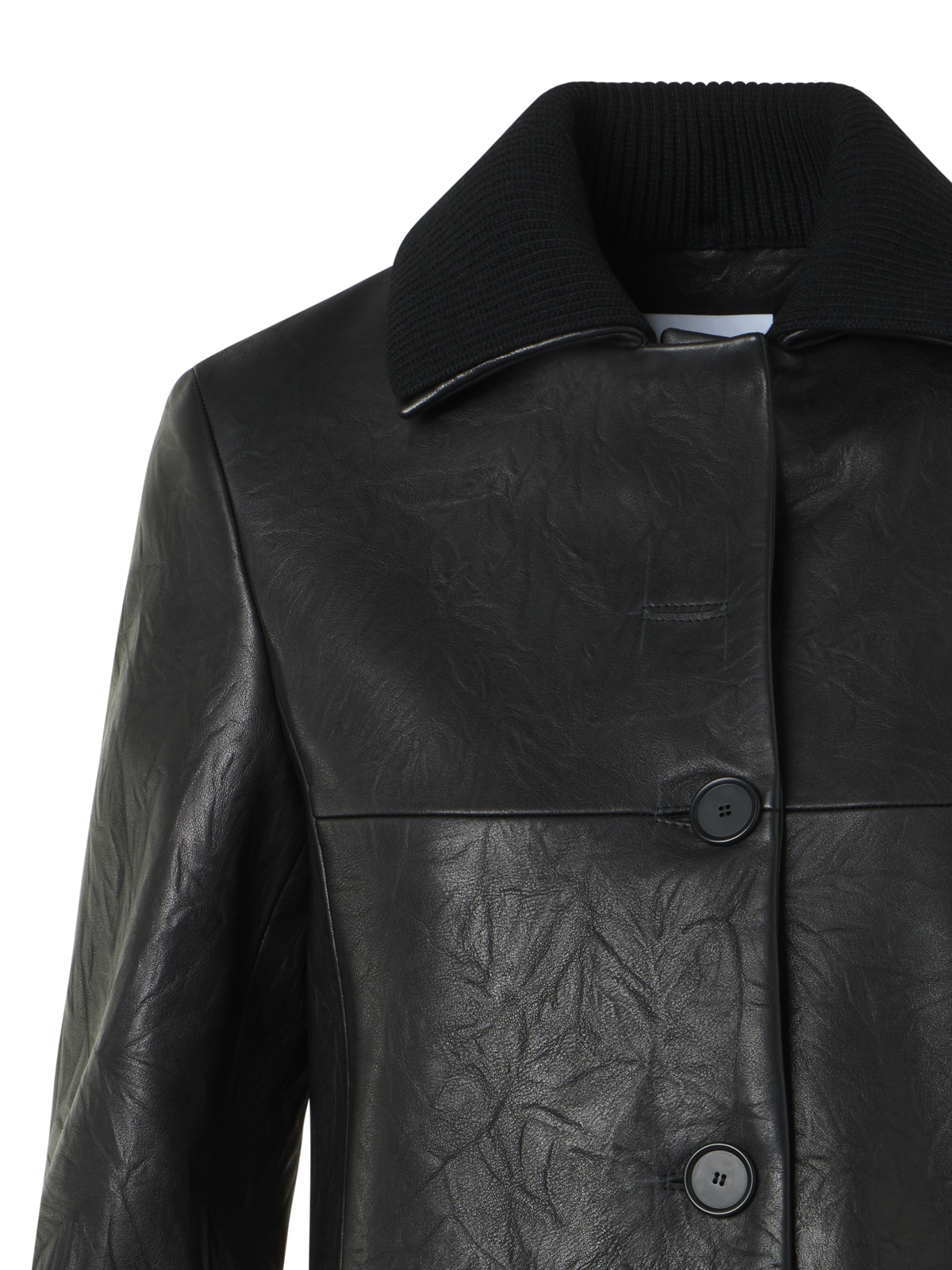 Designer Jacke aus gekräuseltem Lammnappa - Schwarz