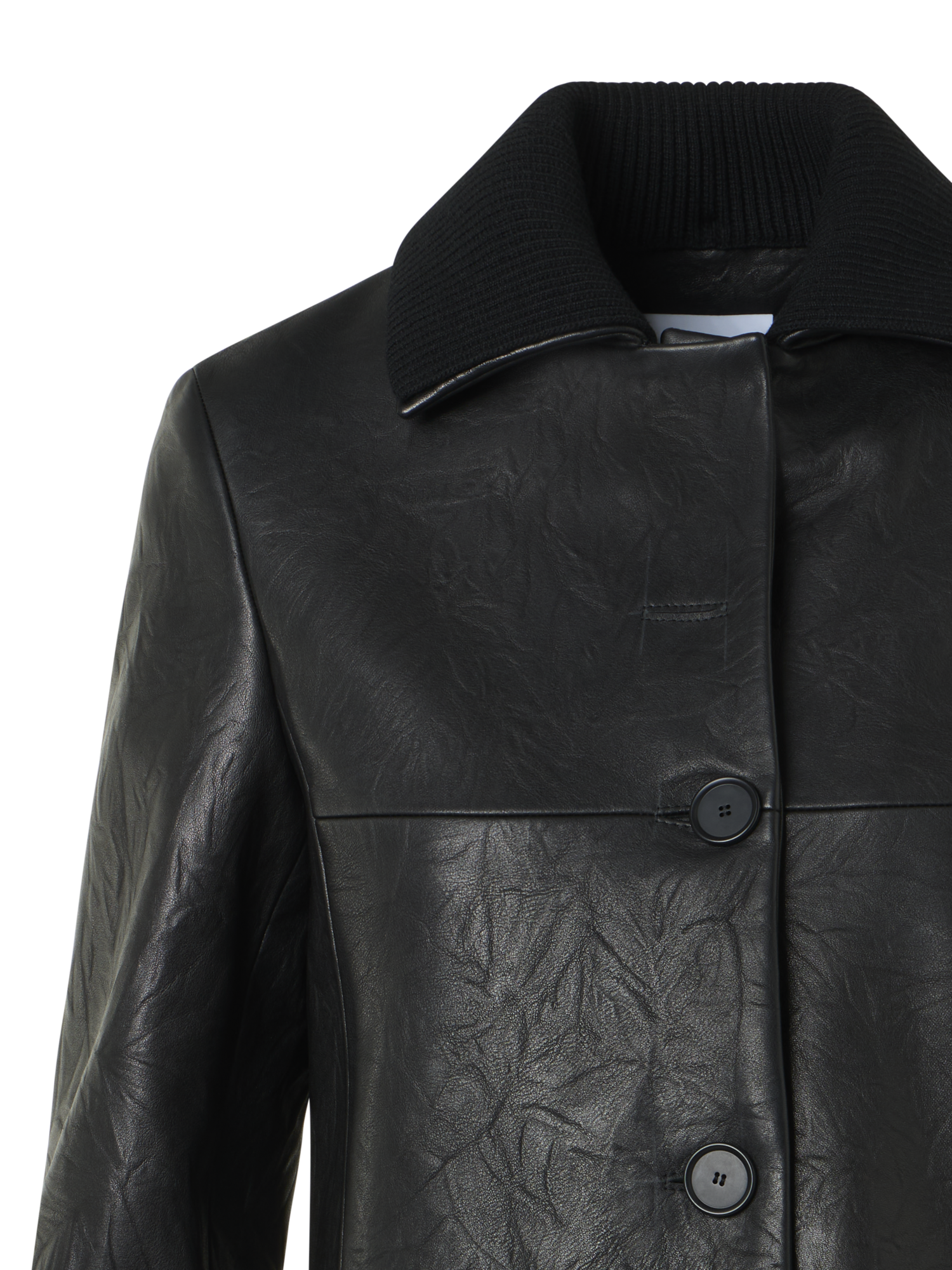 Designer Jacke aus gekräuseltem Lammnappa - Schwarz