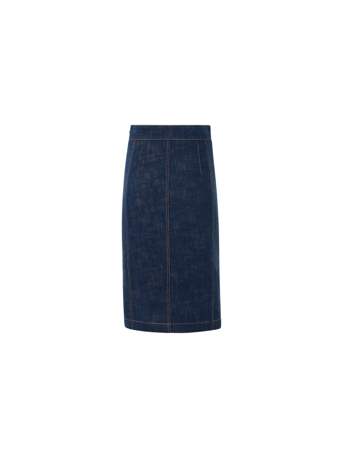 Designer Bleistiftrock aus Winter-Denim mit hohem Bund - Dunkelblau - Blau