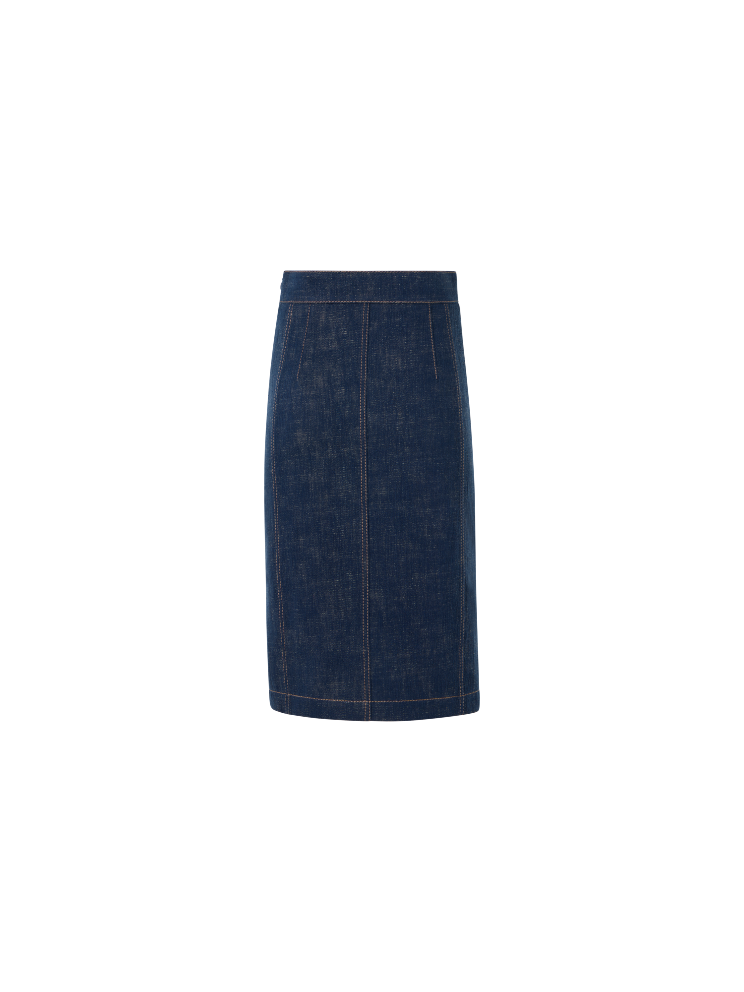 Designer Bleistiftrock aus Winter-Denim mit hohem Bund - Dunkelblau - Blau