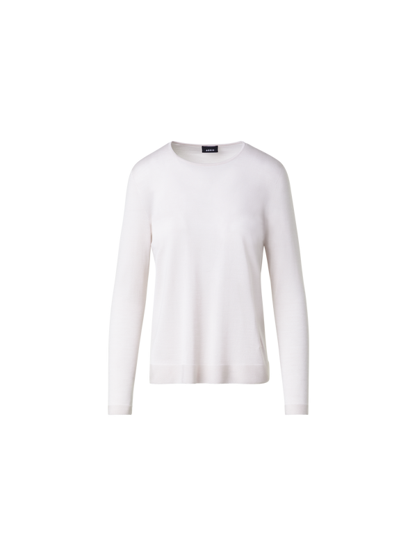 Designer Nahtloser Pullover aus Kaschmir und Seide - Ecru - Beige - Weiss