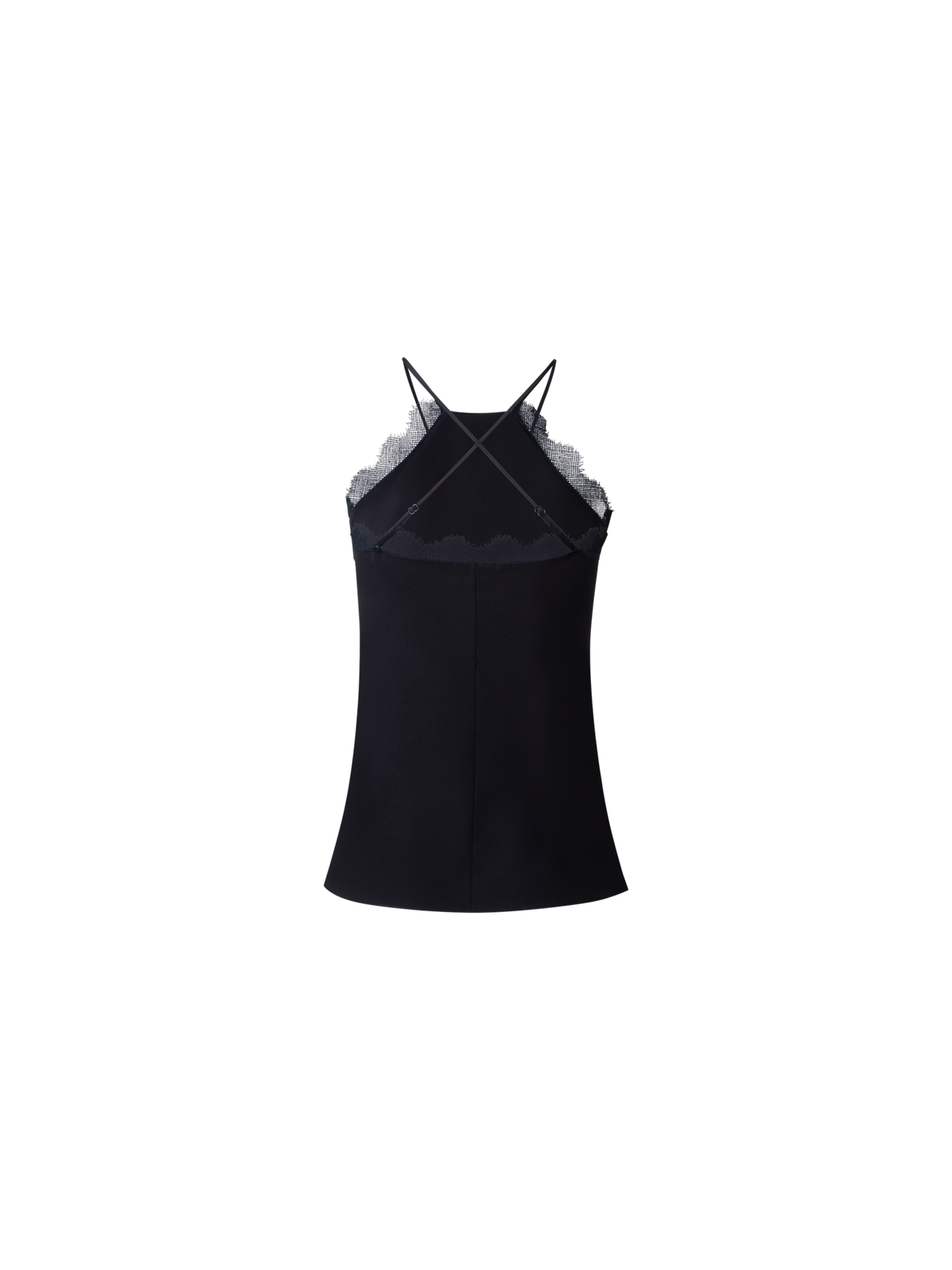Designer Seiden-Crêpe-Trägertop mit Spitze - Schwarz