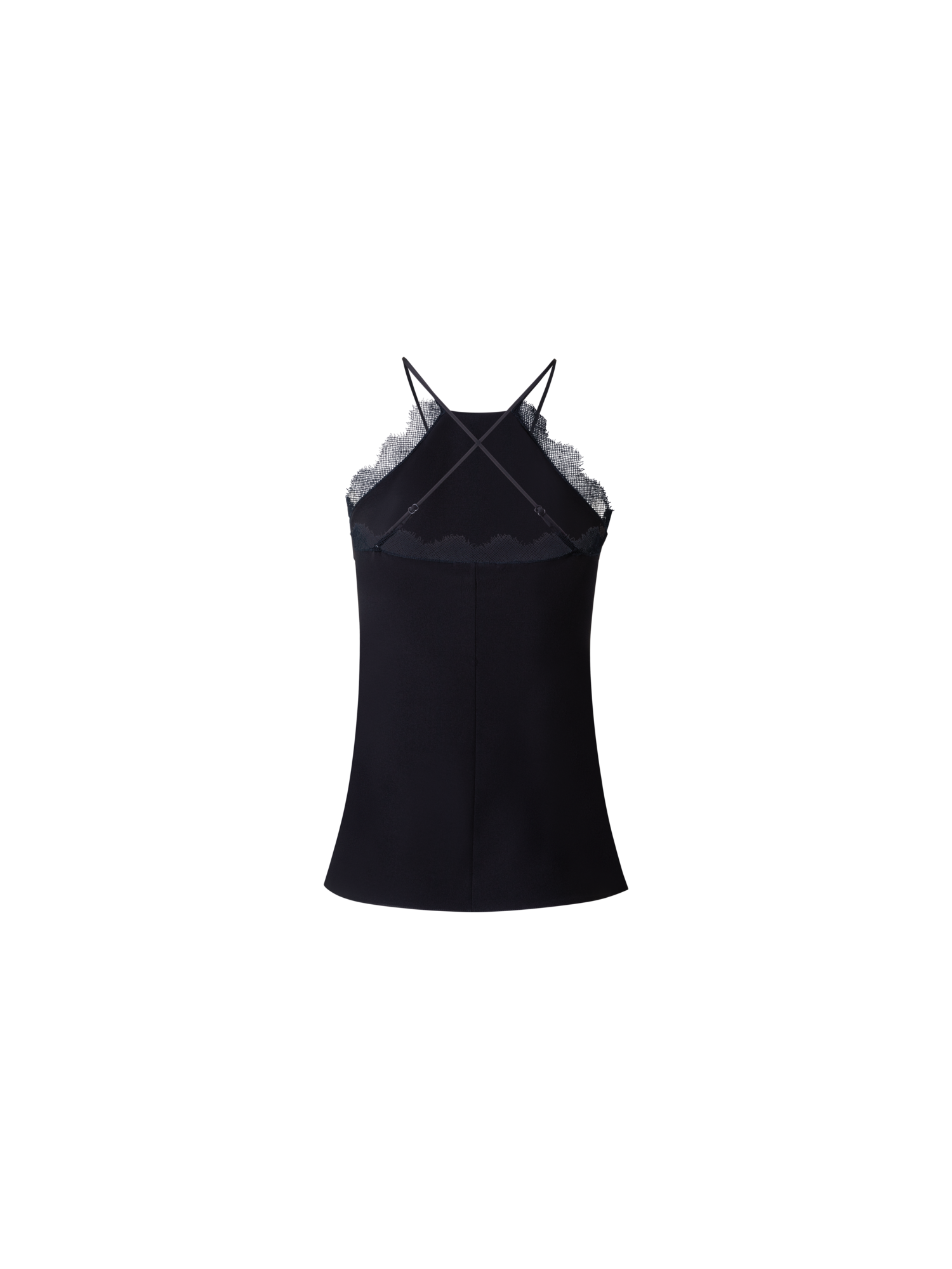 Designer Seiden-Crêpe-Trägertop mit Spitze - Schwarz