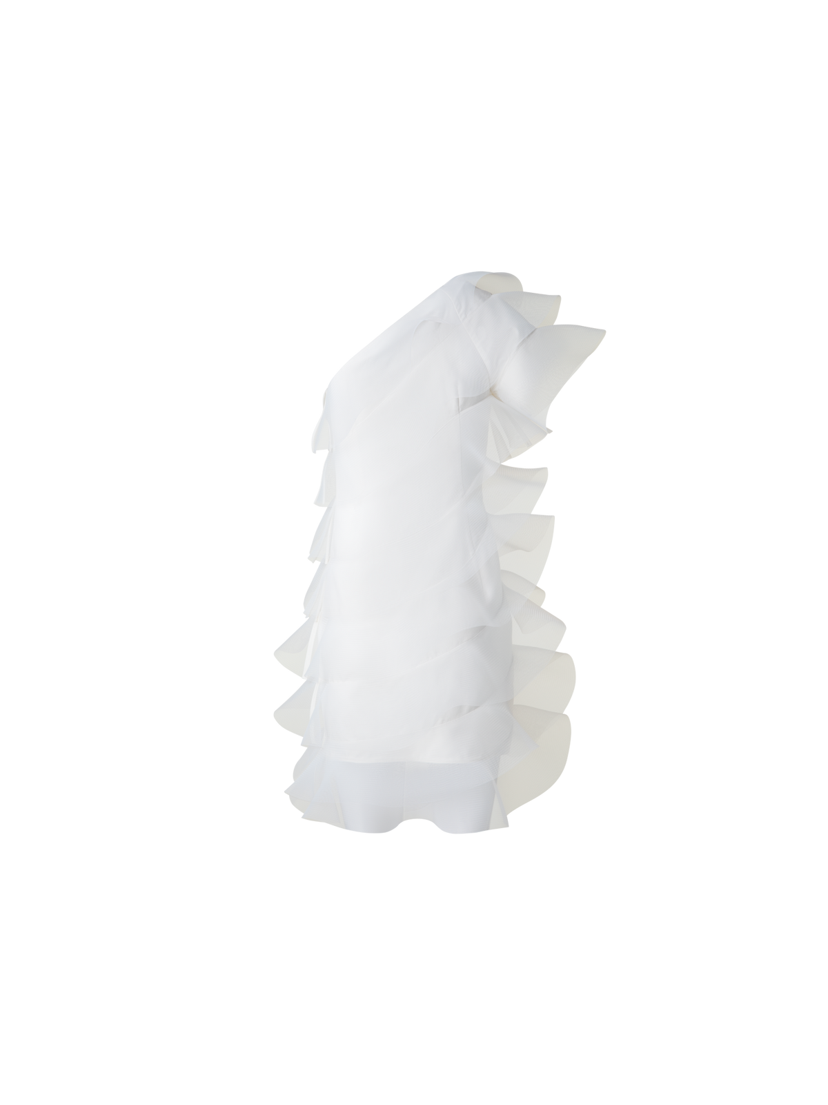 Designer Baumwoll-Seiden-Cocktailkleid mit Wellen - Ecru - Weiss