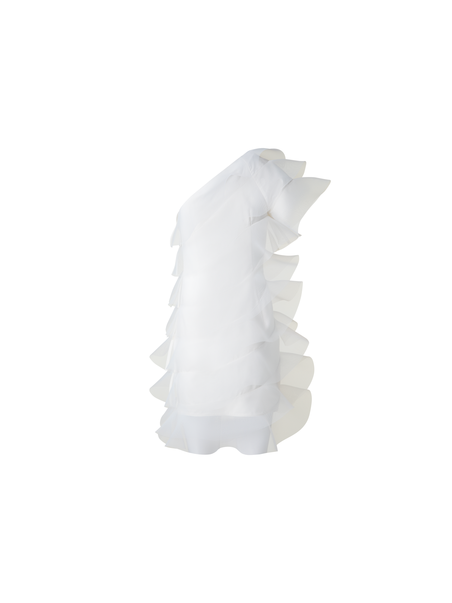 Designer Baumwoll-Seiden-Cocktailkleid mit Wellen - Ecru - Weiss