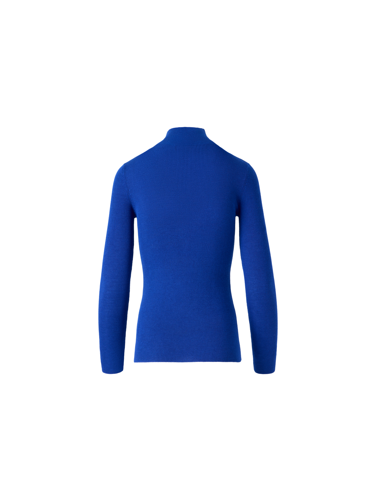 Designer Kaschmir Seide Rippenstrick Stehkragen Pulli  - Blau