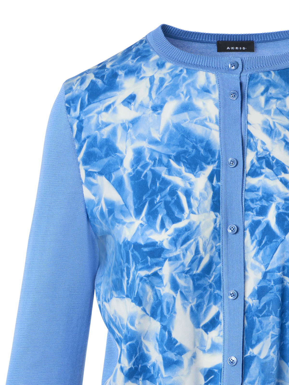 Designer Seiden-Cardigan mit Whitecaps-Print - Blau