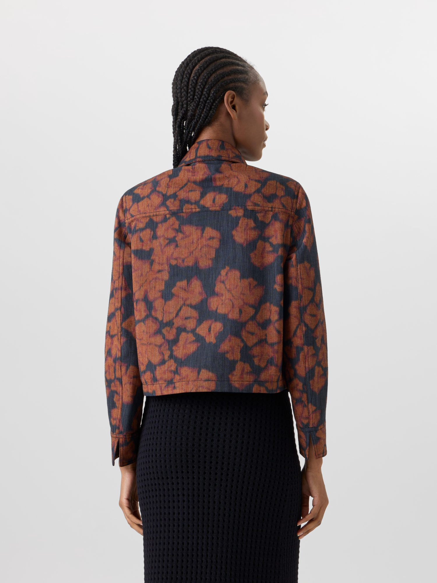 Designer Langärmelige Kurzjacke mit Ikat Flower Print - Bunt 