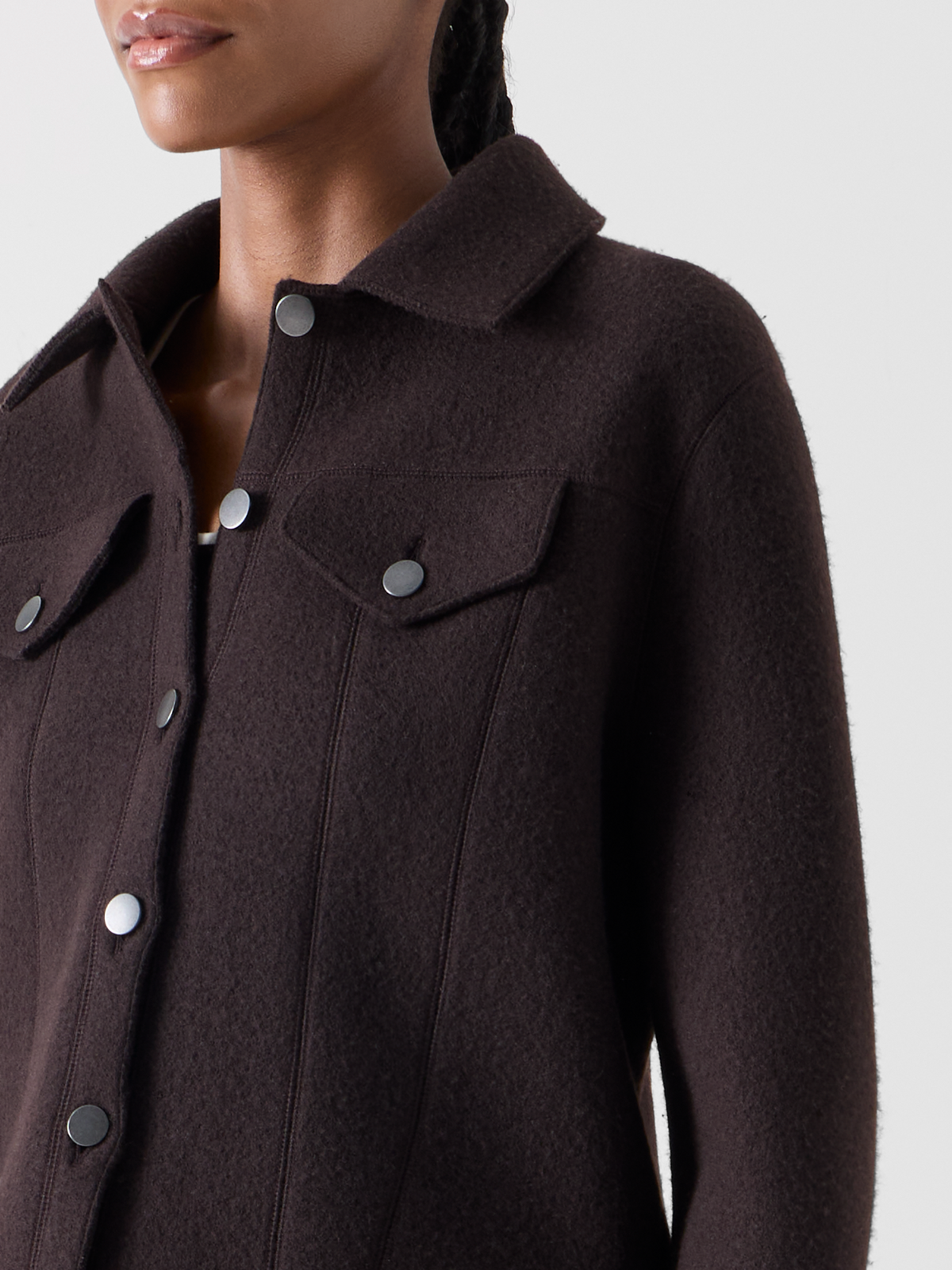 Designer Jacke im Denim-Stil aus Walkwolle - Braun #editorial