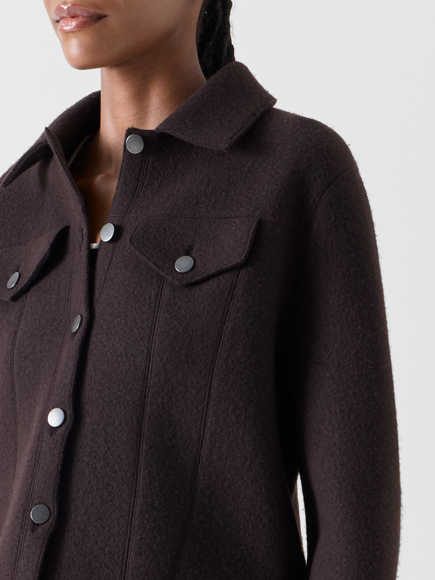 Designer Jacke im Denim-Stil aus Walkwolle - Braun 