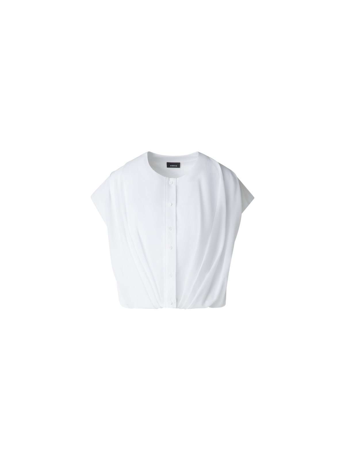 Designer Ärmellose Bluse aus Baumwoll-Voile - Weiss