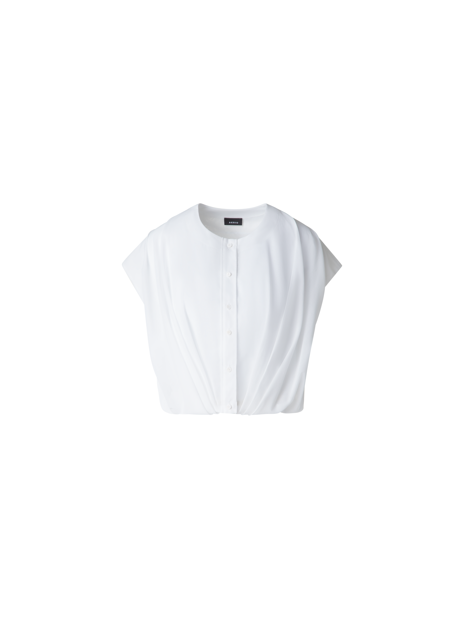 Designer Ärmellose Bluse aus Baumwoll-Voile - Weiss