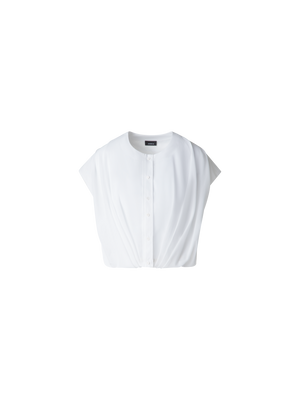 Designer Ärmellose Bluse aus Baumwoll-Voile - Weiss
